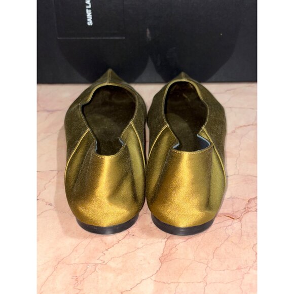 Saint Laurent Carolyn Slipper in Cuba Gold 40 With Box Womens Satin Flats - Picture 10 of 15